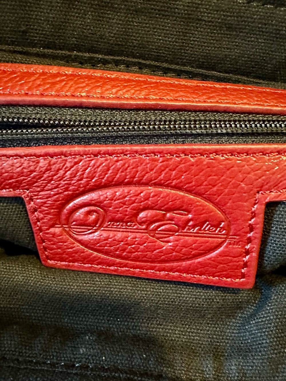 SALE!! NWOT! Genuine Leather Onna Ehrlich handbag in deep red - Picture 6 of 13